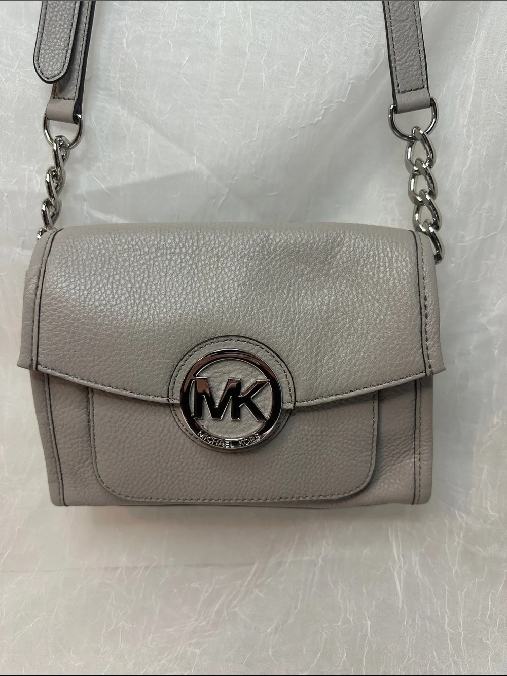 Michael Kors Pebbled Leather Crossbody Bag in Taupe Gray - Picture 2 of 10